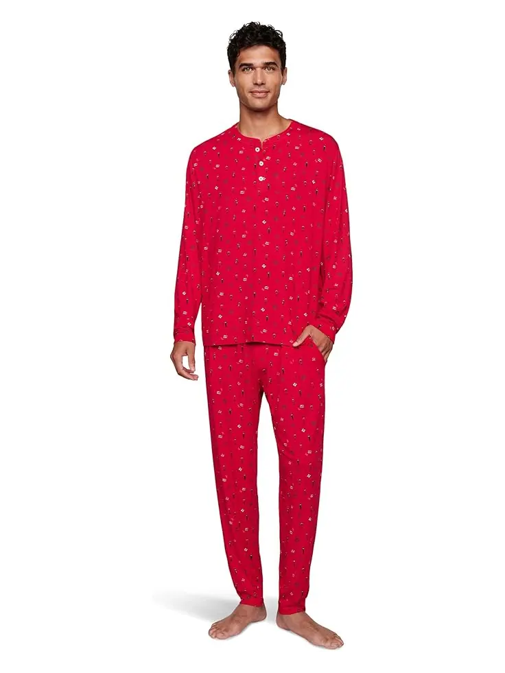 Мужской комплект пижамы Eberjey Henry Printed Long — изображение 1 из 3, красный