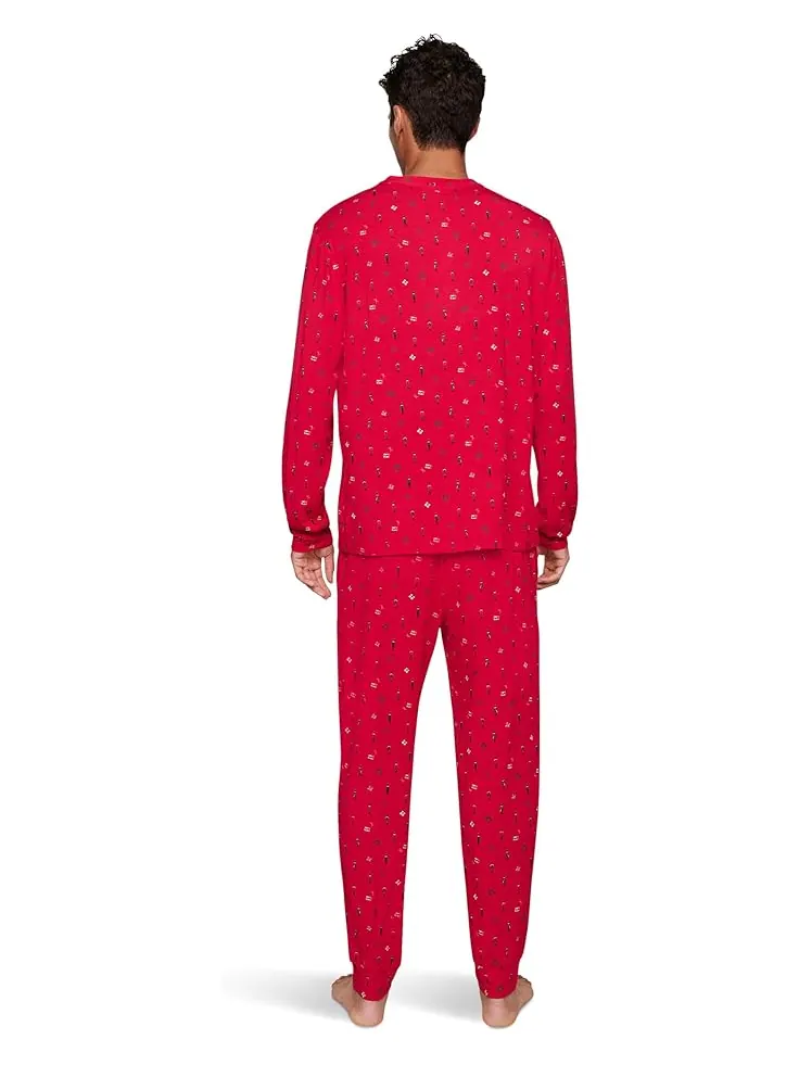 Мужской комплект пижамы Eberjey Henry Printed Long — изображение 2 из 3, красный