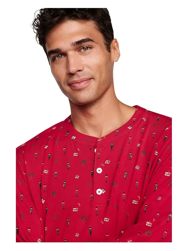 Мужской комплект пижамы Eberjey Henry Printed Long — изображение 3 из 3, красный