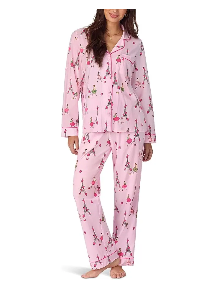 Женский комплект пижамы Bedhead PJs Long Sleeve Cotton Knit Classic — черный
