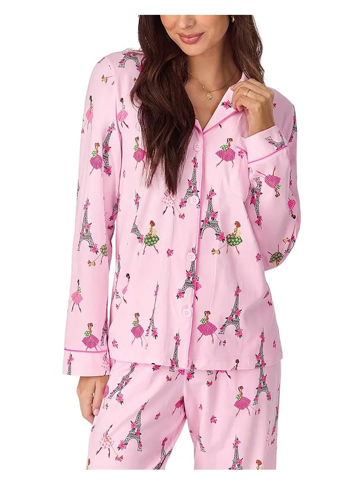 Женский комплект пижамы Bedhead PJs Long Sleeve Cotton Knit Classic — изображение 3 из 3, очень стильный черный