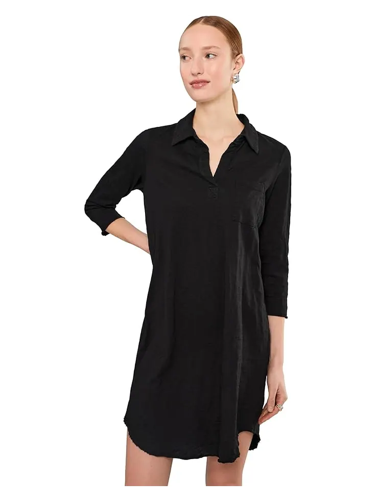 Женское платье Mod-o-doc 3/4 Sleeve Johnny Collar — изображение 1 из 5, черный