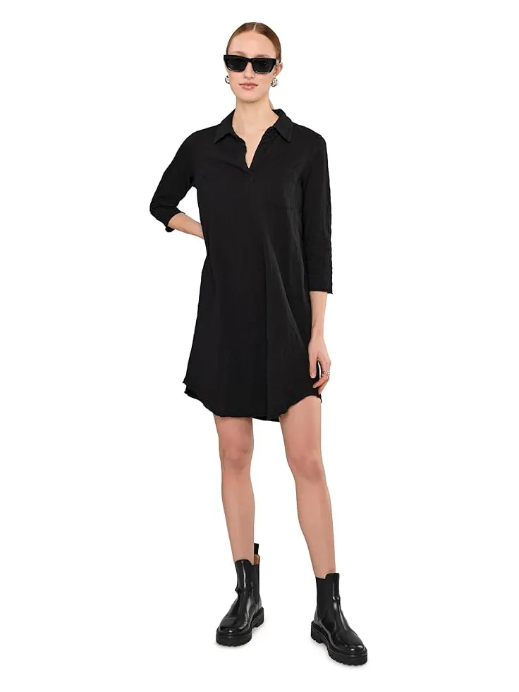 Женское платье Mod-o-doc 3/4 Sleeve Johnny Collar — изображение 2 из 5, черный