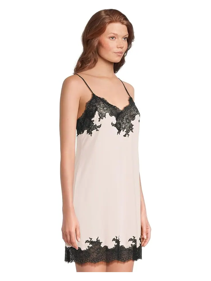 Женская пижама Natori Enchant Chemise Length 34" — изображение 2 из 5, розовый/черный