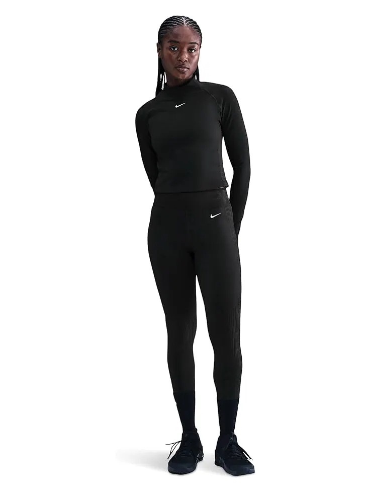 Женские леггинсы Nike Pro Dri-Fit Warm Sculpt High-Rise Grid Graphic — изображение 1 из 3, черный/белый