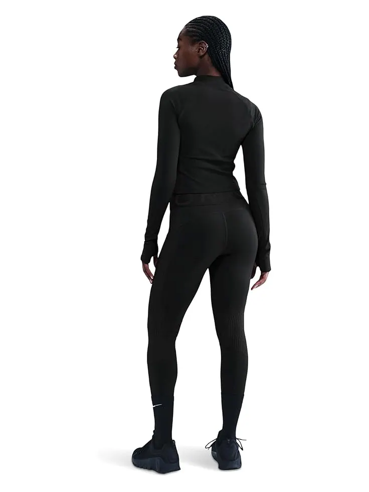 Женские леггинсы Nike Pro Dri-Fit Warm Sculpt High-Rise Grid Graphic — изображение 2 из 3, черный/белый