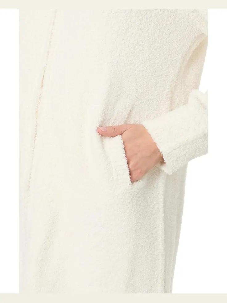 Женский халат для отдыха Barefoot Dreams Cozychic Full Zip V-Neck — изображение 3 из 3, бежевый
