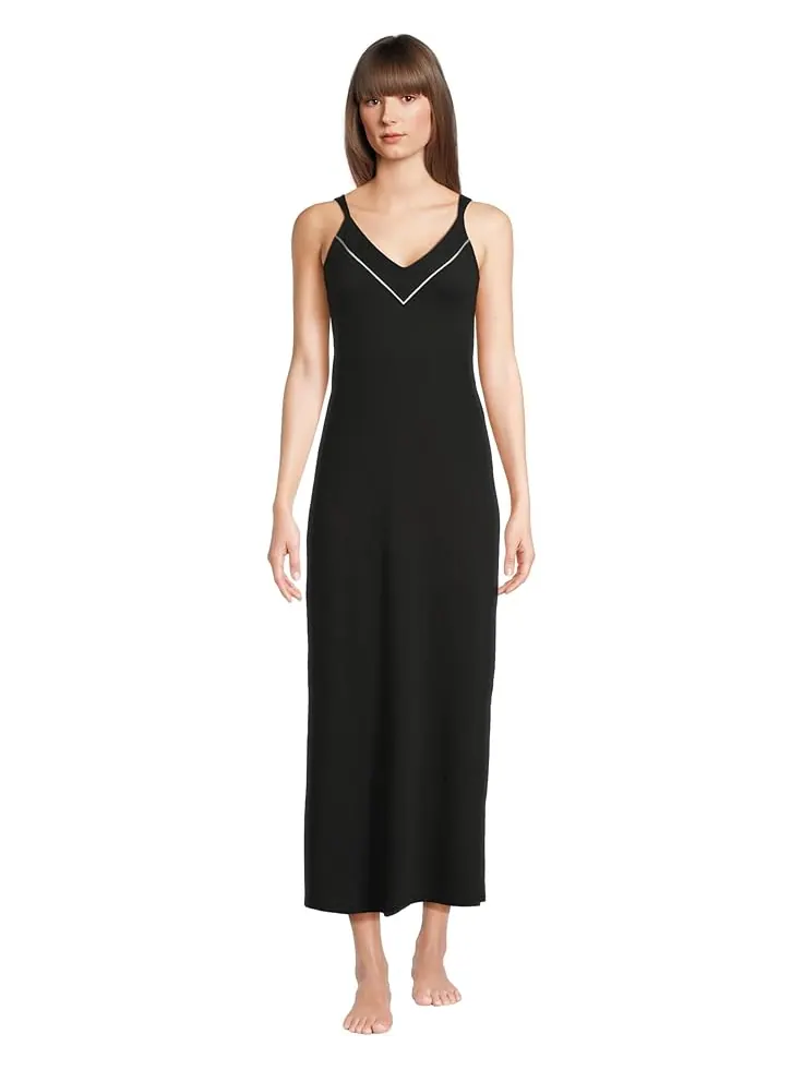 Женский ночной халат Cosabella Pima Lusso Maxi — изображение 1 из 4, черный/слоновая кость