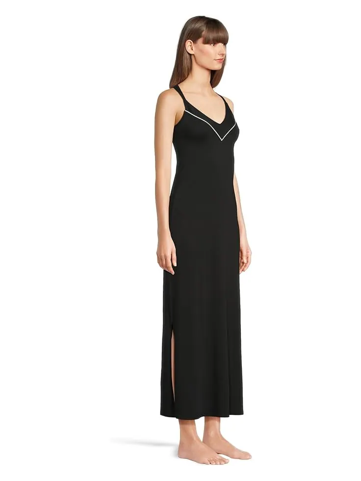 Женский ночной халат Cosabella Pima Lusso Maxi — изображение 2 из 4, черный/слоновая кость