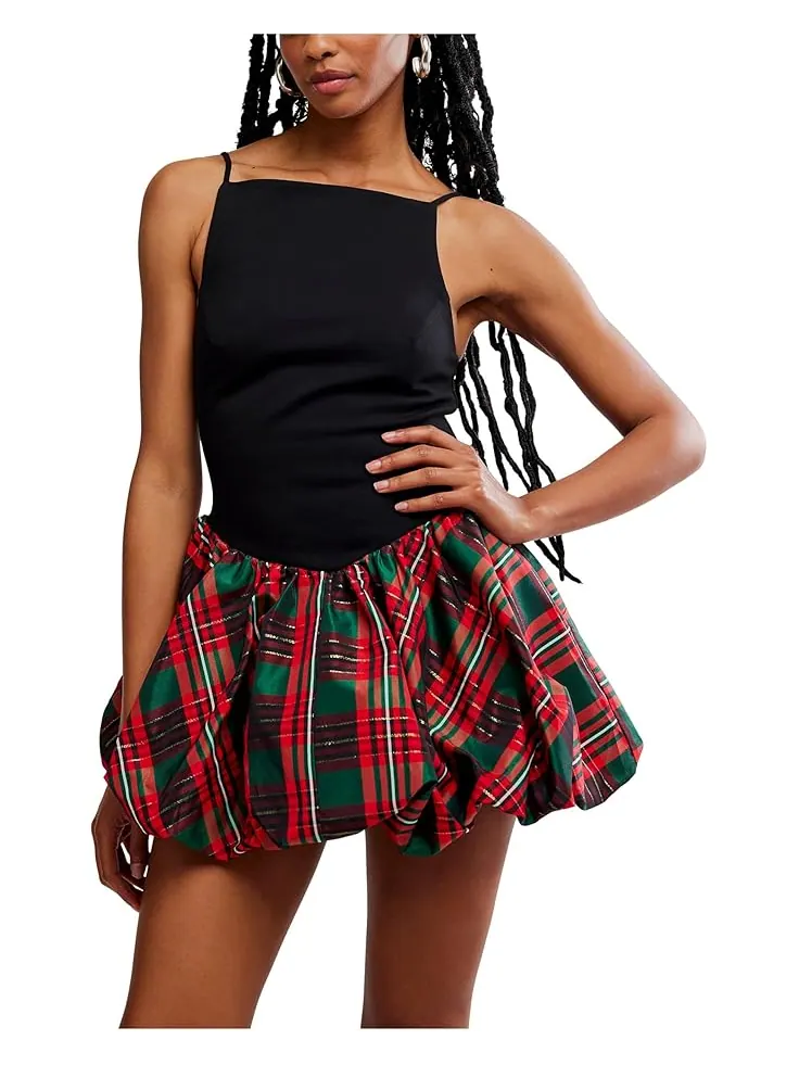Женское мини-платье Free People Tinsel Kiss Plaid — изображение 1 из 4, красный