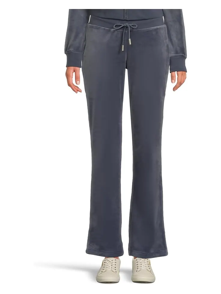 Женские бархатные брюки Juicy Couture Solid Rib с поясом на шнурке — изображение 1 из 5, винтажный индиго