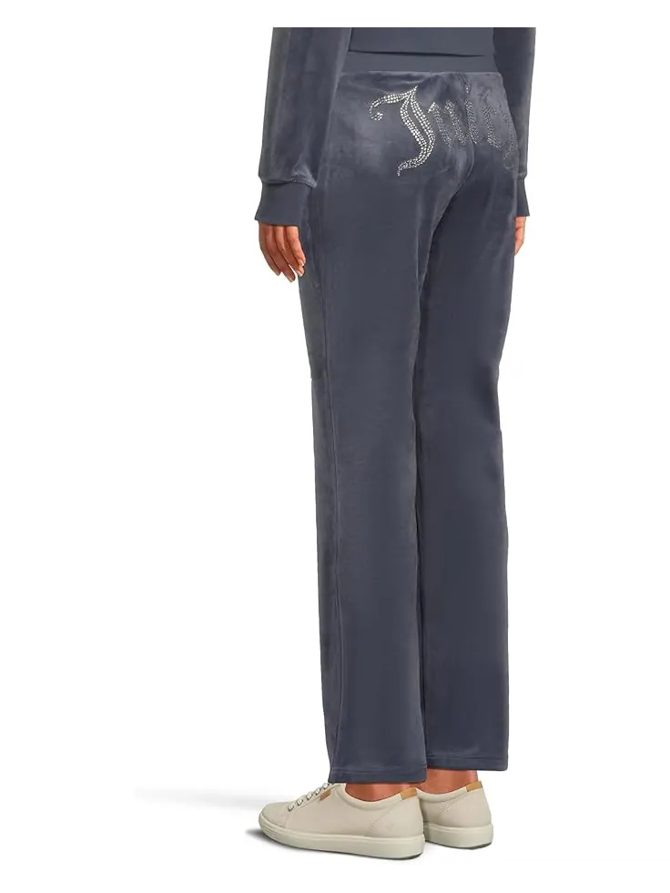 Женские бархатные брюки Juicy Couture Solid Rib с поясом на шнурке — изображение 3 из 5, винтажный индиго