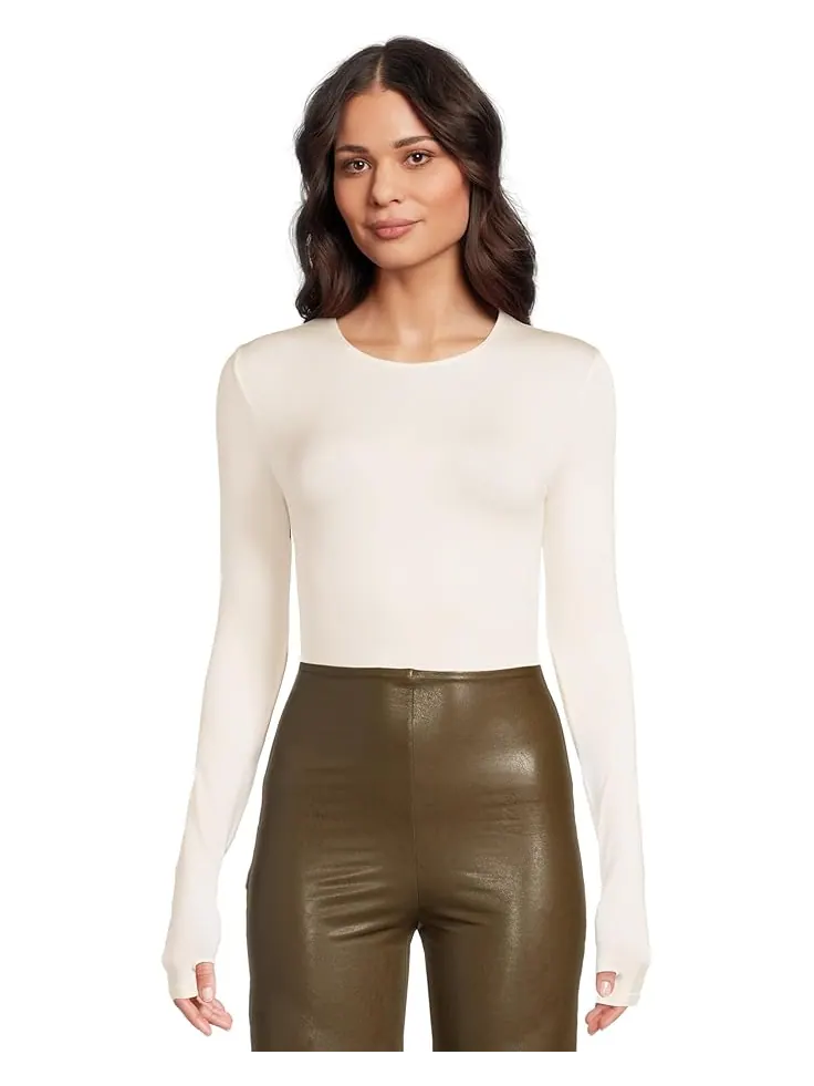 Женский топ Commando Prima Ballet Long Sleeve Bodysuit w/ Thumbholes — изображение 1 из 5, кость