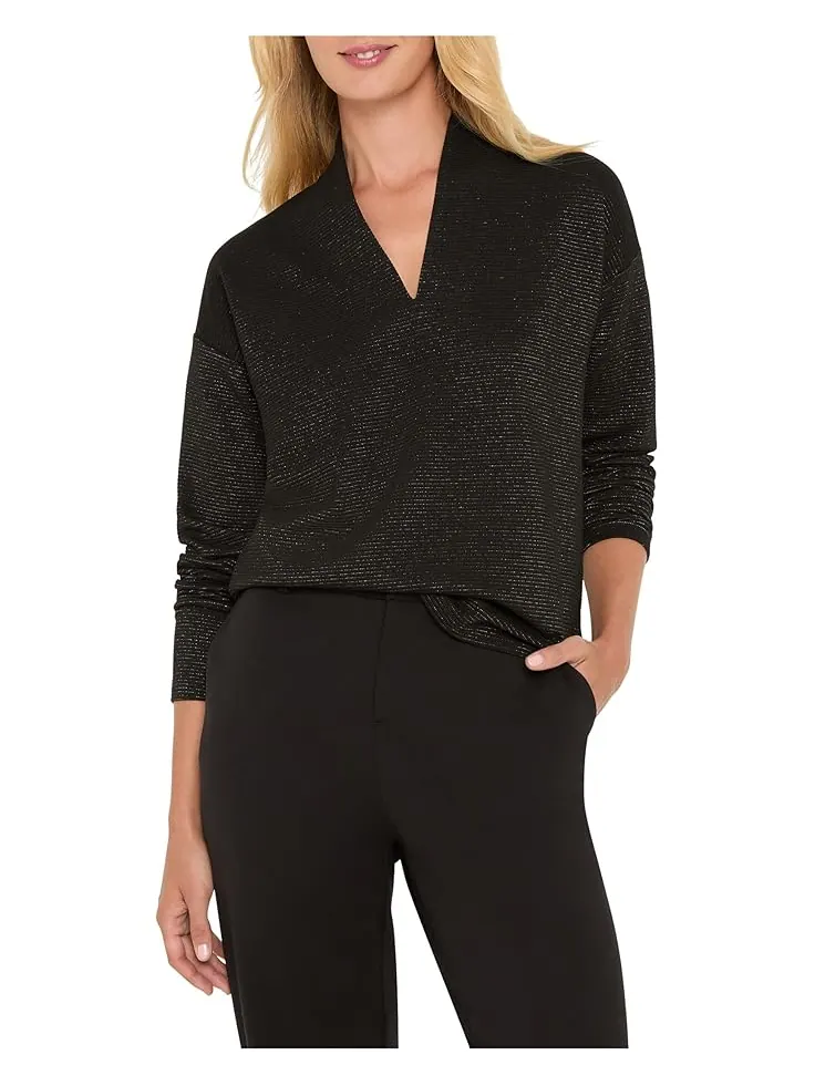 Женский топ NIC+ZOE Petite Sparkle Stripe Everyday — изображение 1 из 4, черный