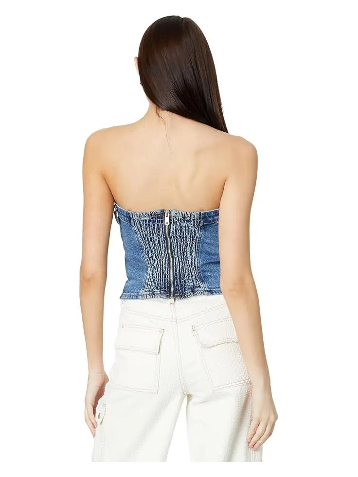 Женский топ Blank NYC Own It Denim Bustier в синем цвете — изображение 2 из 4, синий