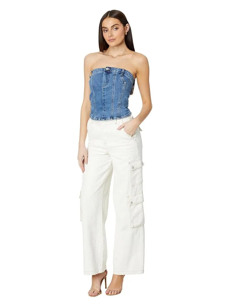 Женский топ Blank NYC Own It Denim Bustier в синем цвете — изображение 4 из 4, синий