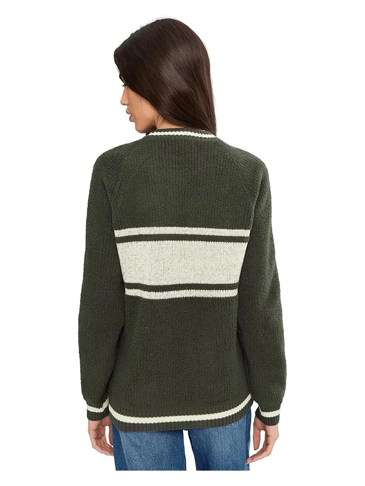 Унисекс свитер Unisex Barefoot Dreams Cozychic Cotton Apres Pullover — изображение 4 из 5, темный/кремовый