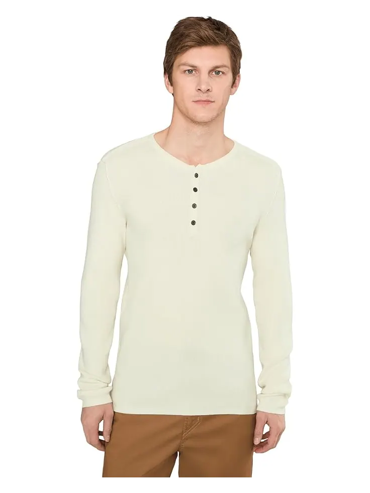 Мужской свитер John Varvatos Javis Henley Y2601R25 — изображение 1 из 5, серебристый