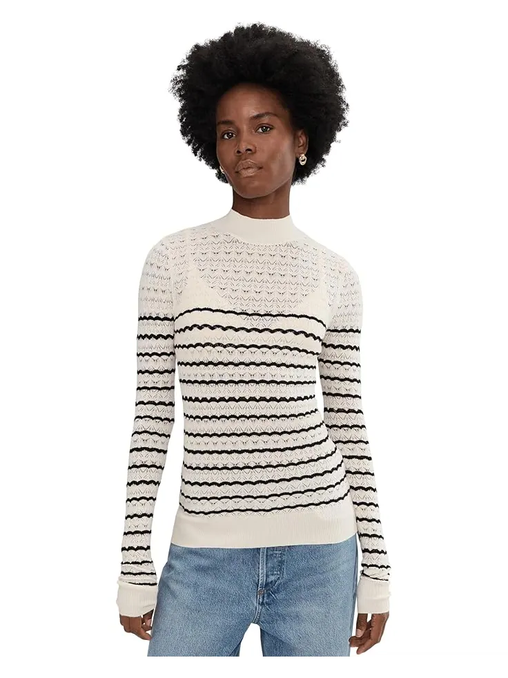 Женский свитер Sanctuary Forever Striped Mock Neck — изображение 1 из 5, черный