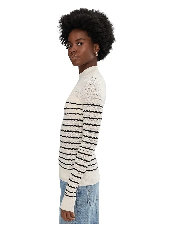 Женский свитер Sanctuary Forever Striped Mock Neck — изображение 3 из 5, черный