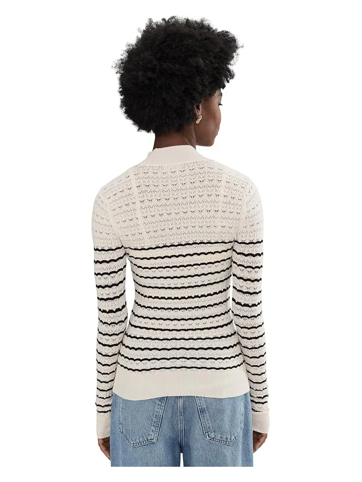 Женский свитер Sanctuary Forever Striped Mock Neck — изображение 4 из 5, черный