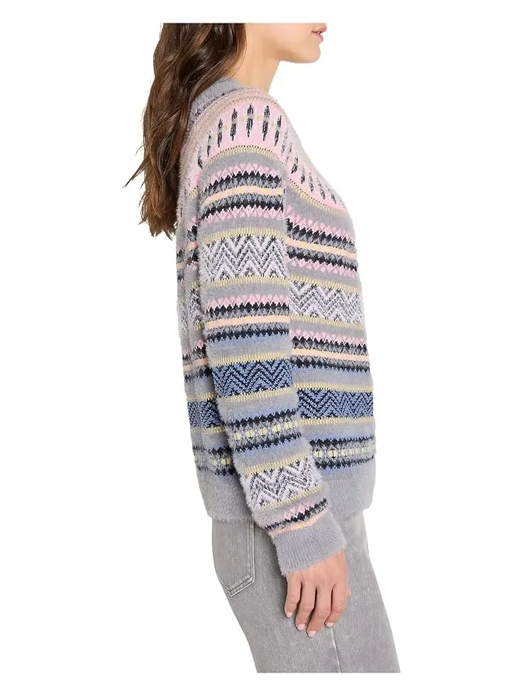 Женский свитер NIC+ZOE Petite Cozy Fairisle — изображение 2 из 4, серый мульти