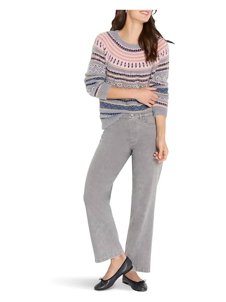Женский свитер NIC+ZOE Petite Cozy Fairisle — изображение 4 из 4, серый мульти