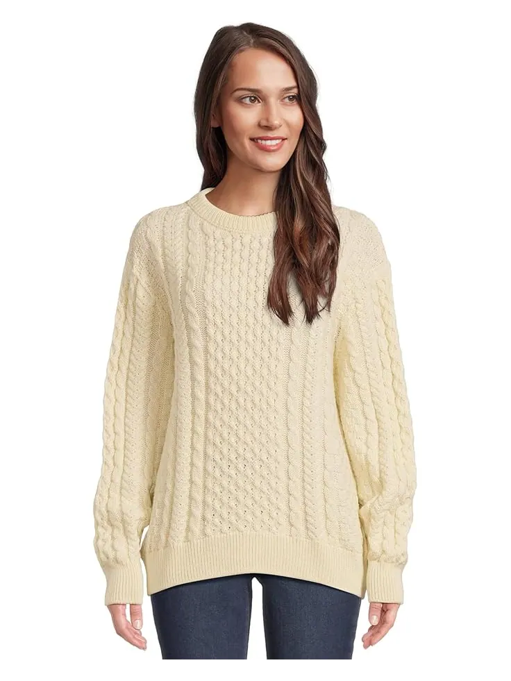 Женский свитер L.L.Bean 1965 Irish Fisherman Crewneck — изображение 1 из 5, бежевый