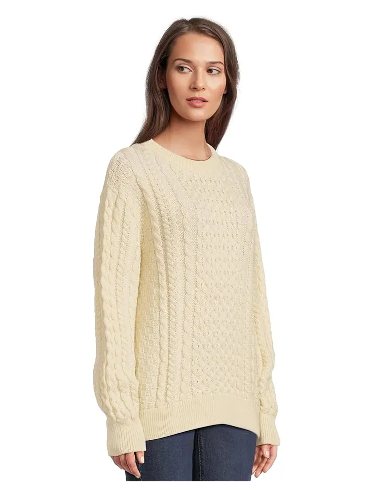 Женский свитер L.L.Bean 1965 Irish Fisherman Crewneck — изображение 2 из 5, бежевый