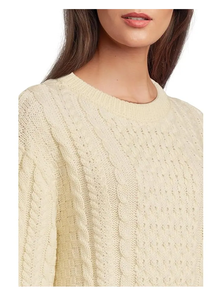 Женский свитер L.L.Bean 1965 Irish Fisherman Crewneck — изображение 4 из 5, бежевый
