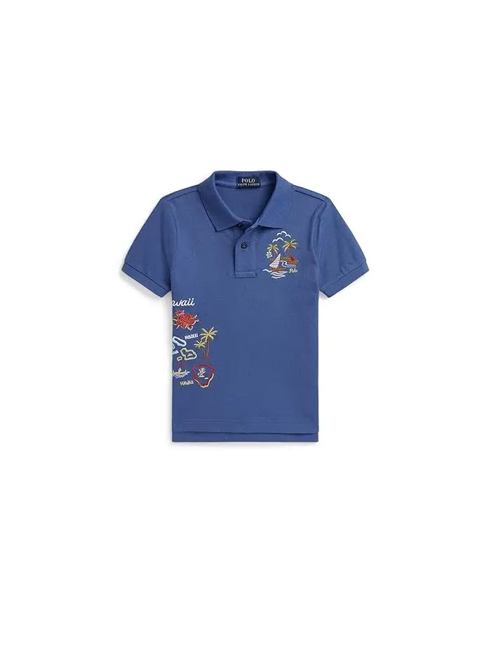 Детское поло Polo Ralph Lauren Kids Embroidered Cotton Mesh — изображение 1 из 2, синий