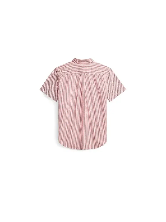 Рубашка поло из полосатого сирсакера Polo Ralph Lauren Kids — изображение 2 из 2, красный/белый