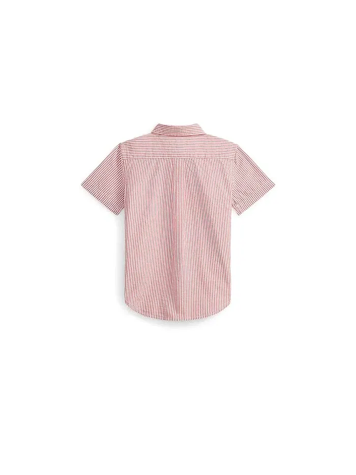 Рубашка из хлопкового сюзерка полосатая Polo Ralph Lauren Kids — изображение 2 из 2, синий/белый
