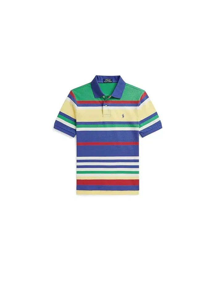 Поло хлопковое в полоску Striped Cotton Mesh Polo Shirt Polo Ralph Lauren Kids — изображение 1 из 2, мульти
