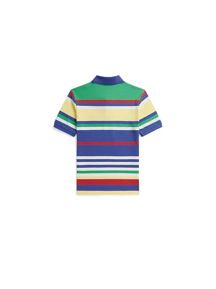 Поло хлопковое в полоску Striped Cotton Mesh Polo Shirt Polo Ralph Lauren Kids — изображение 2 из 2, мульти