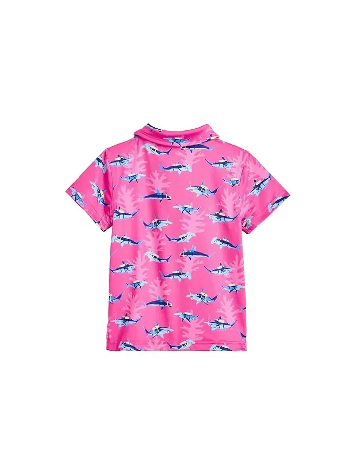 Пиксельная рубашка поло The Lil Great Pink Shark Chubbies Kids — изображение 2 из 3, яркий розовый