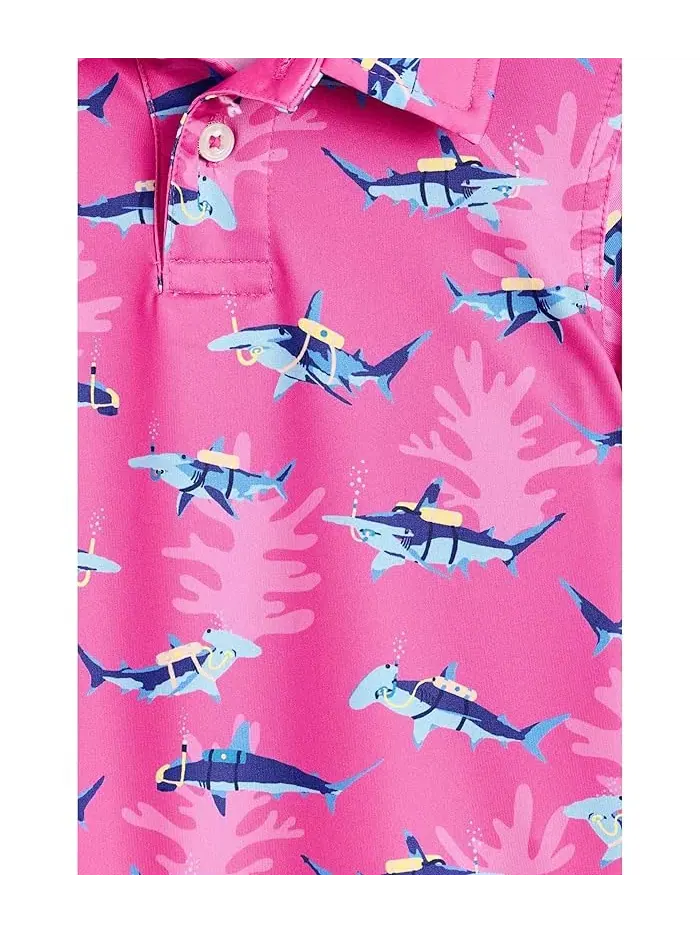 Пиксельная рубашка поло The Lil Great Pink Shark Chubbies Kids — изображение 3 из 3, яркий розовый