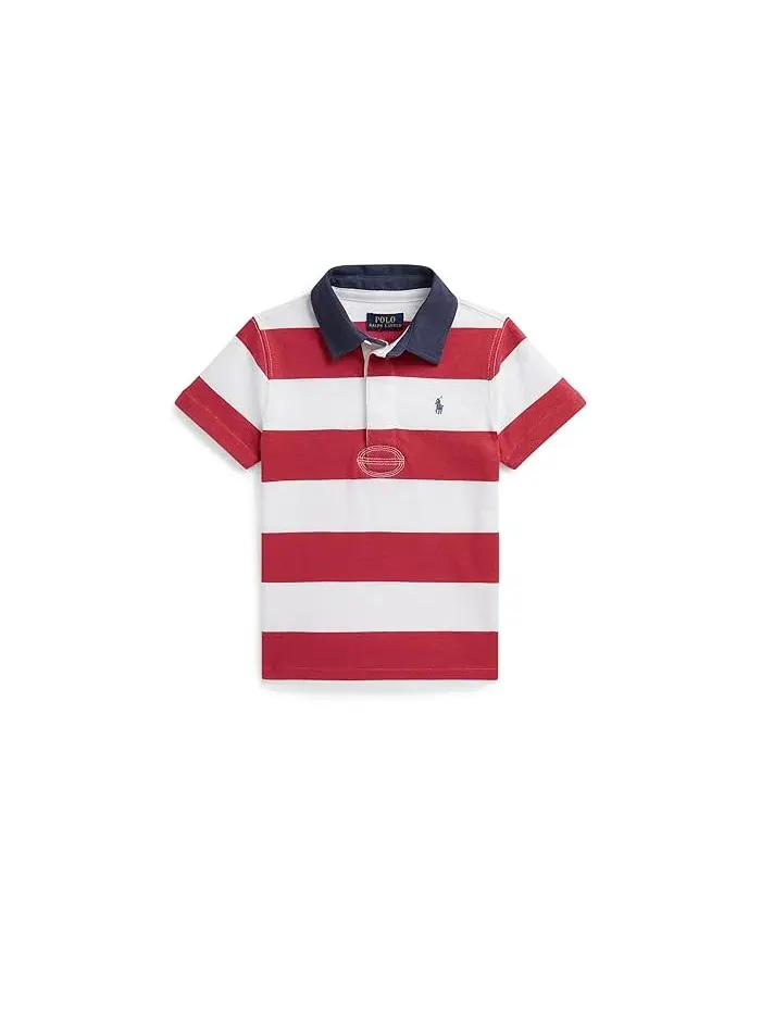 Рубашка регби поло с коротким рукавом хлопок Polo Ralph Lauren Kids — изображение 1 из 2, синий/белый