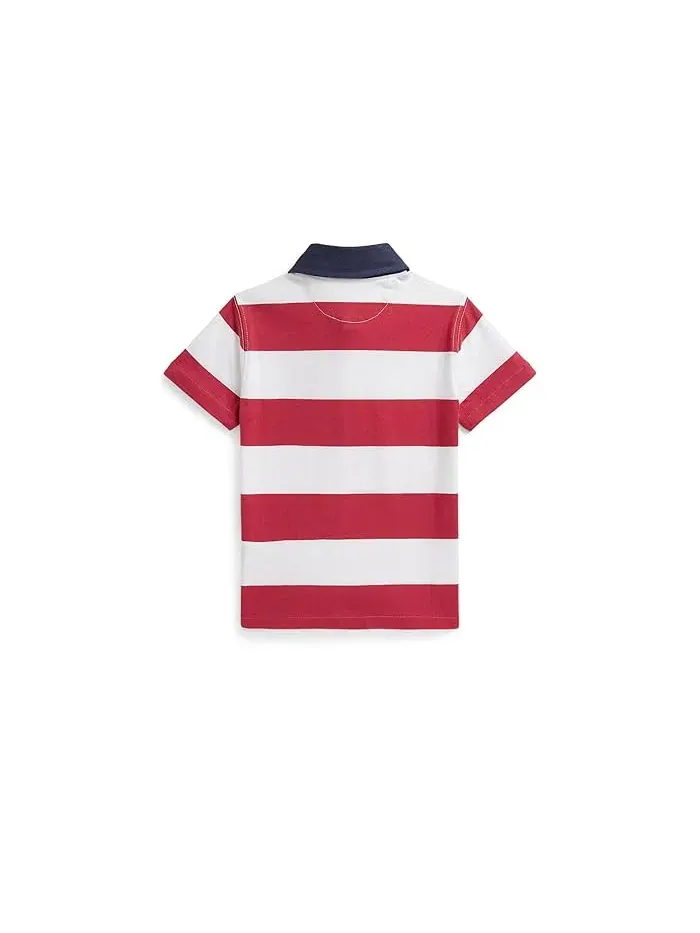 Рубашка регби поло с коротким рукавом хлопок Polo Ralph Lauren Kids — изображение 2 из 2, синий/белый