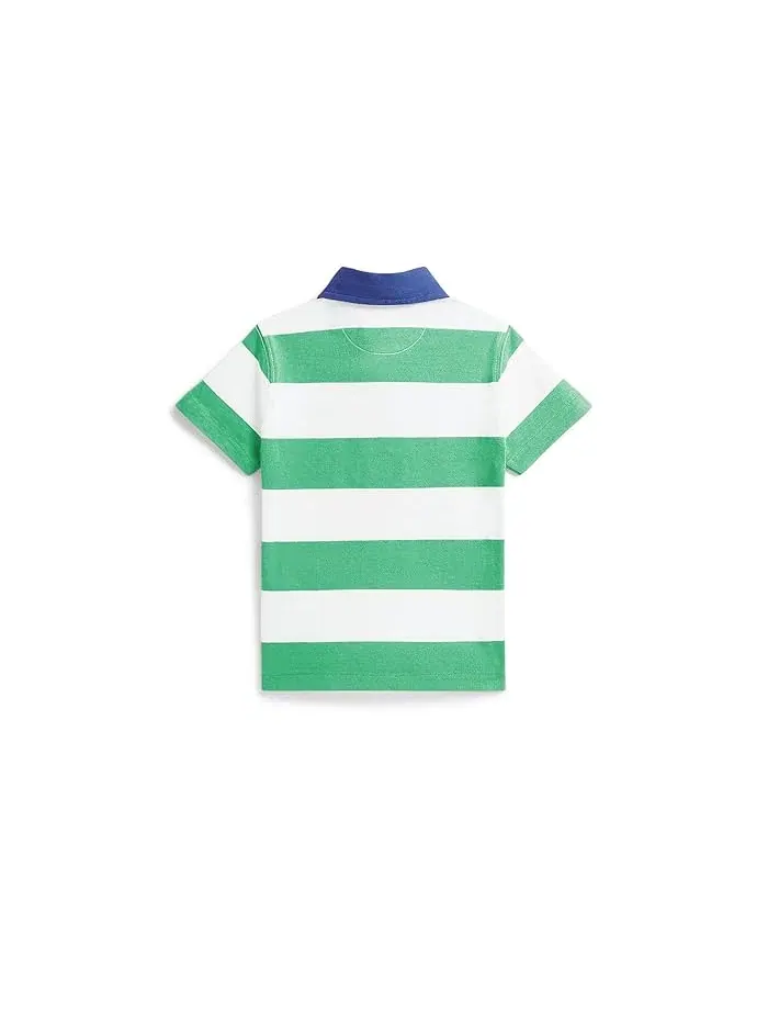 Рубашка-регби поло хлопковая в полоску Polo Ralph Lauren Kids — изображение 2 из 2, зеленый/белый