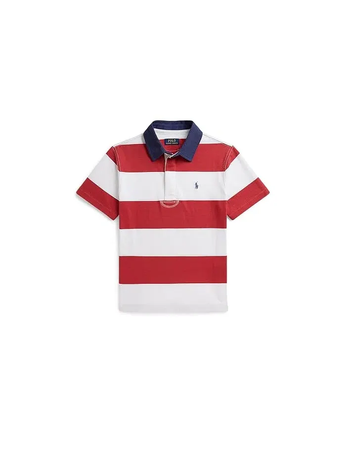 Рубашка поло с полоской хлопок Polo Ralph Lauren Kids — изображение 1 из 2, красный/белый