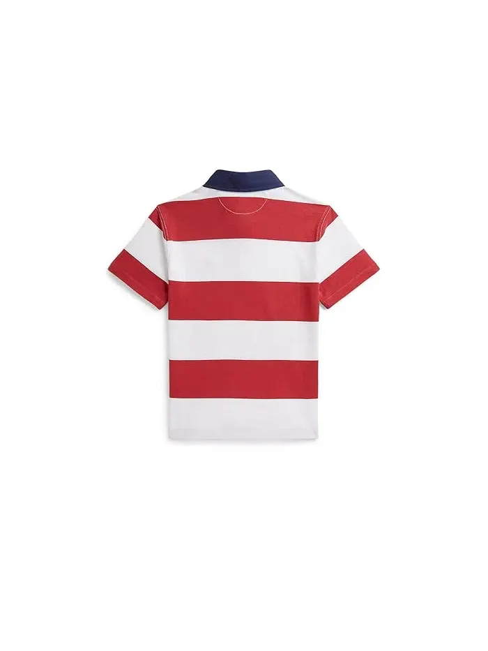 Рубашка поло с полоской хлопок Polo Ralph Lauren Kids — изображение 2 из 2, красный/белый