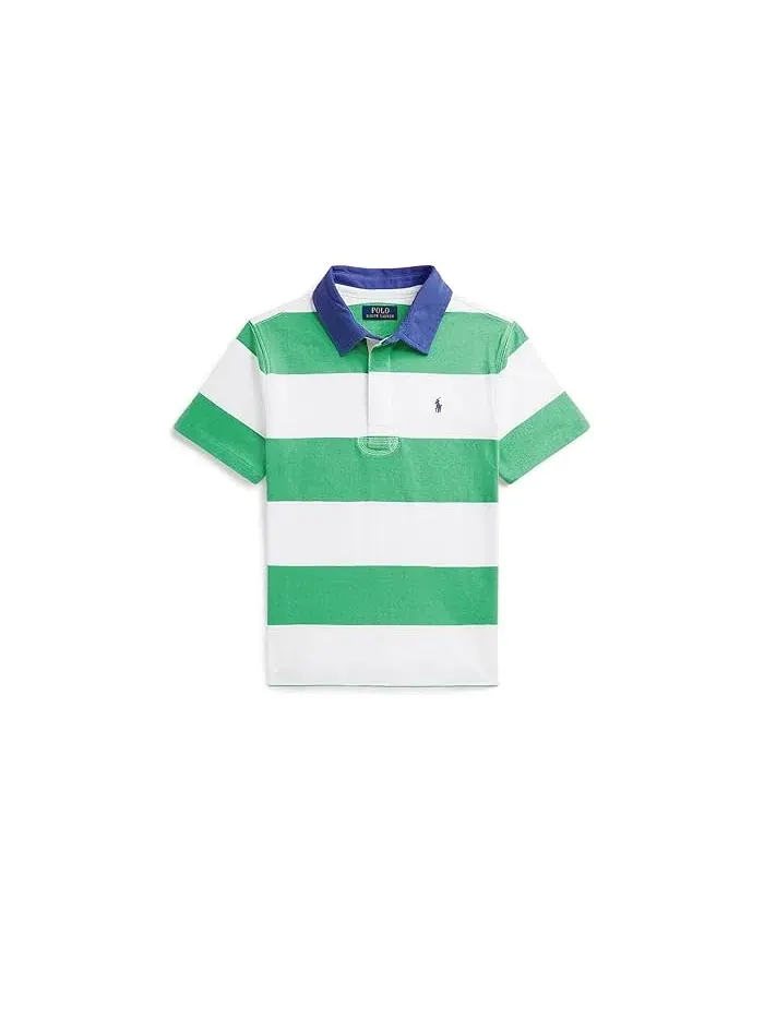 Рубашка регби поло с полосками хлопок Polo Ralph Lauren Kids — изображение 1 из 2, синий/белый