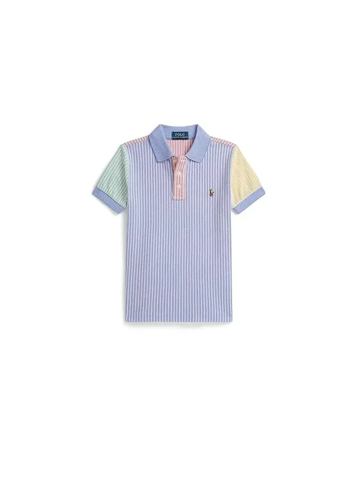 Поло Polo Ralph Lauren Kids Striped Oxford Mesh Polo Shirt — изображение 1 из 2, синий/мульти