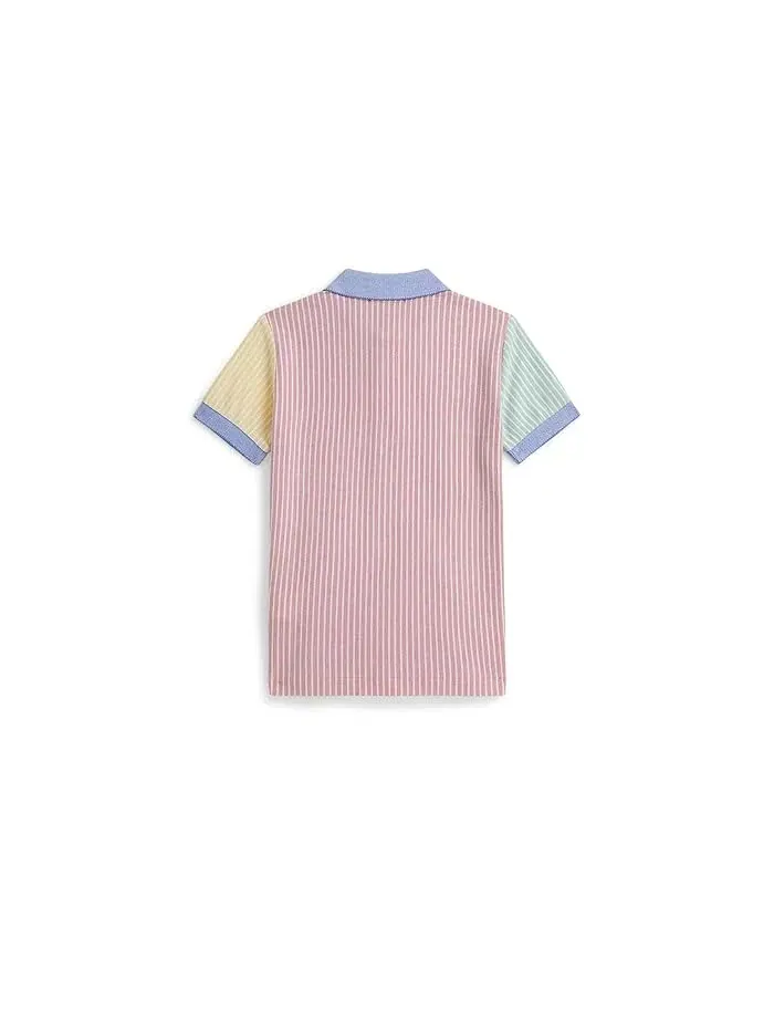 Поло Polo Ralph Lauren Kids Striped Oxford Mesh Polo Shirt — изображение 2 из 2, синий/мульти