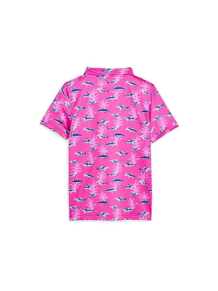 Поло с принтом акул The Great Pink Shark Chubbies Kids — изображение 2 из 3, яркий розовый