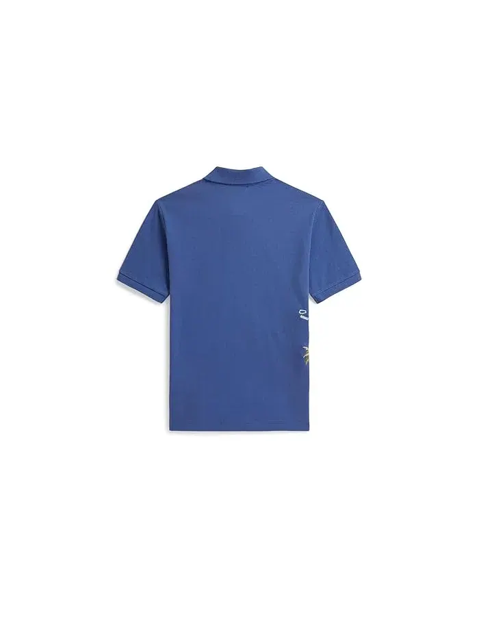 Поло Polo Ralph Lauren Kids с вышивкой хлопок — изображение 2 из 5, синий