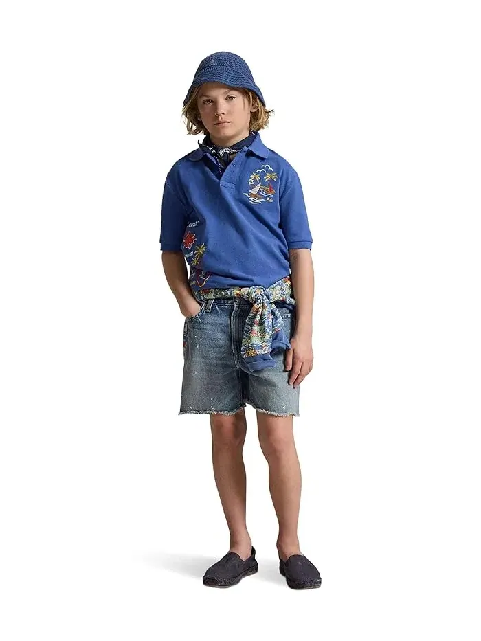 Поло Polo Ralph Lauren Kids с вышивкой хлопок — изображение 3 из 5, синий