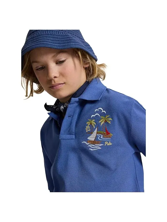 Поло Polo Ralph Lauren Kids с вышивкой хлопок — изображение 5 из 5, синий