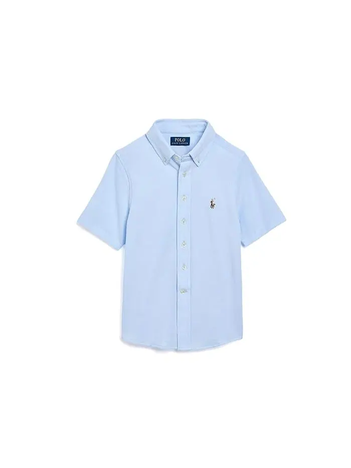 Рубашка поло оксфорд трикотажная Polo Ralph Lauren Kids — изображение 1 из 3, синий